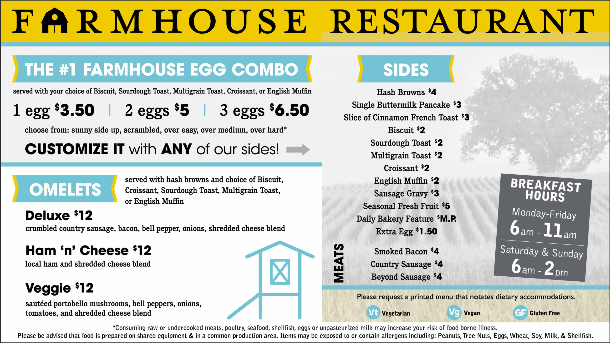 581 Farmhouse Restaurant Springfield Breakfast Menu 8/24