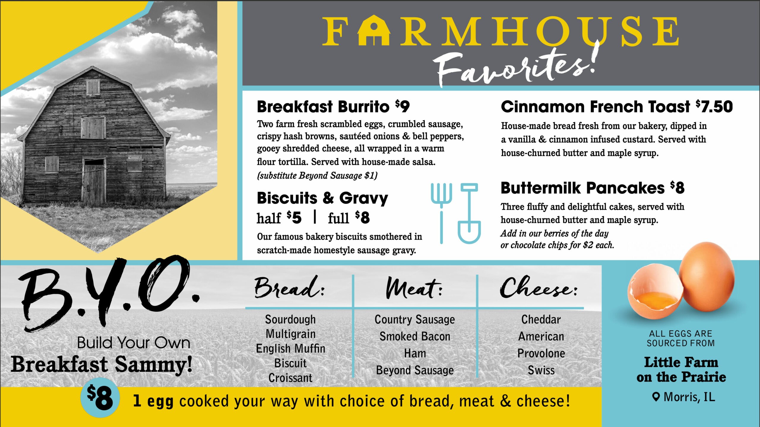 581 Farmhouse Restaurant Springfield Breakfast Menu 8/24