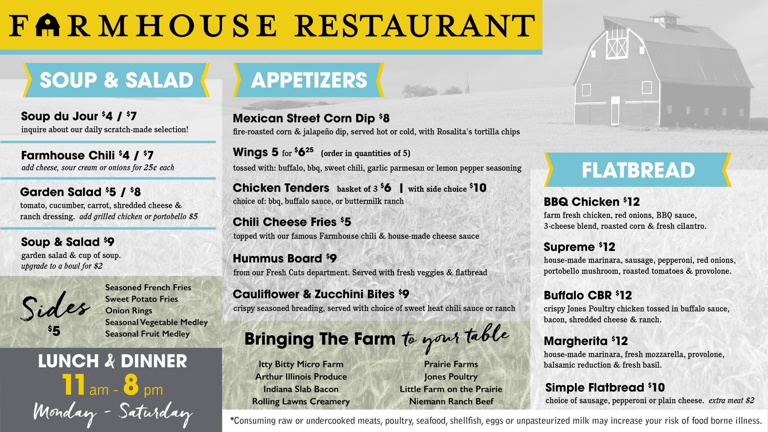 Updated Farmhouse Menu